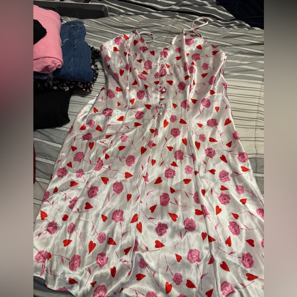 Floral Heart Satin Dress